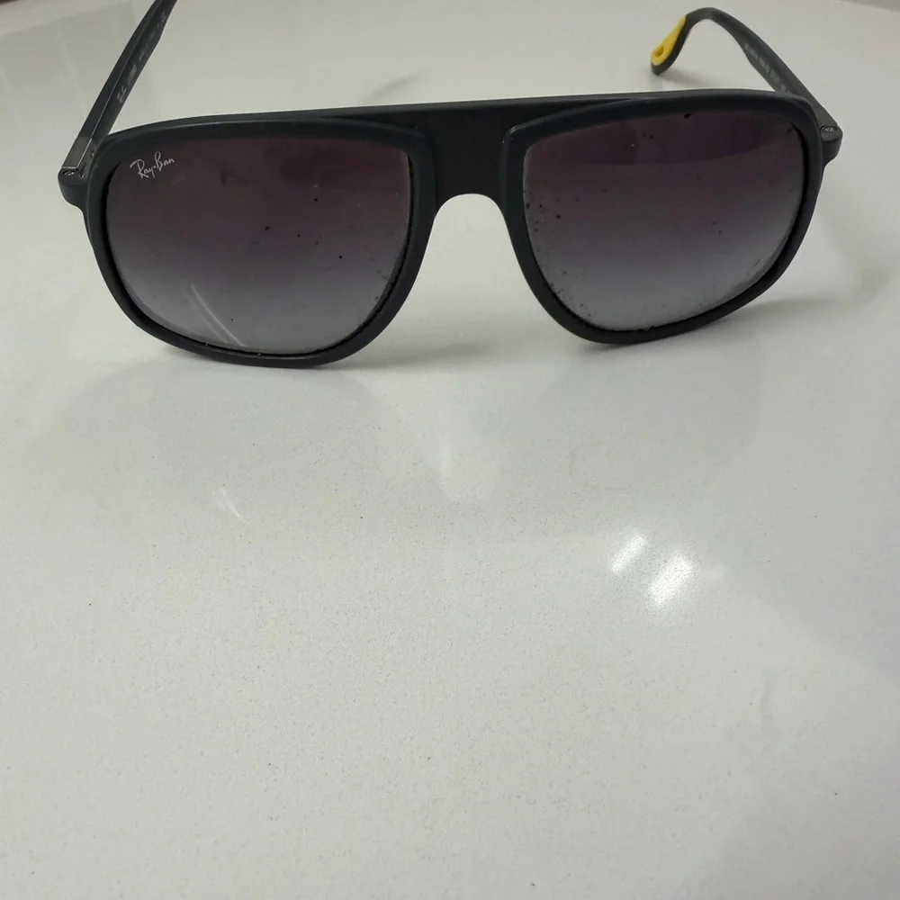 Ray-Ban x Ferrari Black Sunglasses Yellow Temple Tips Unisex